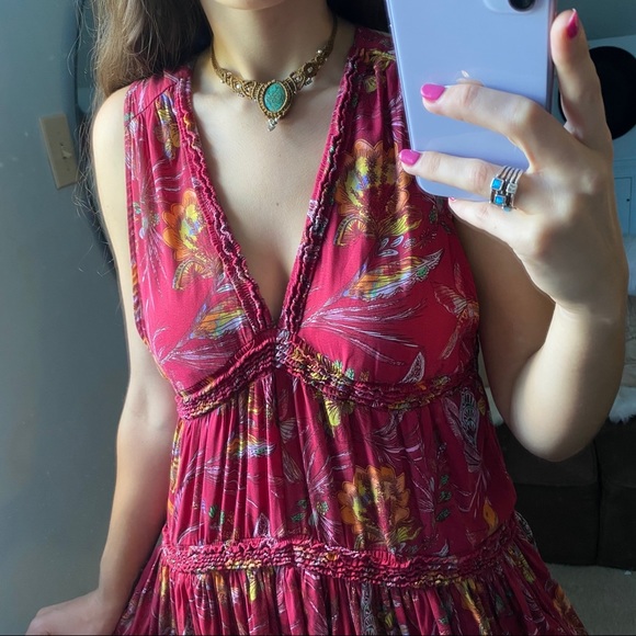 Free People Purple Haze Floral Top In Raspberry - Picture 16 of 16